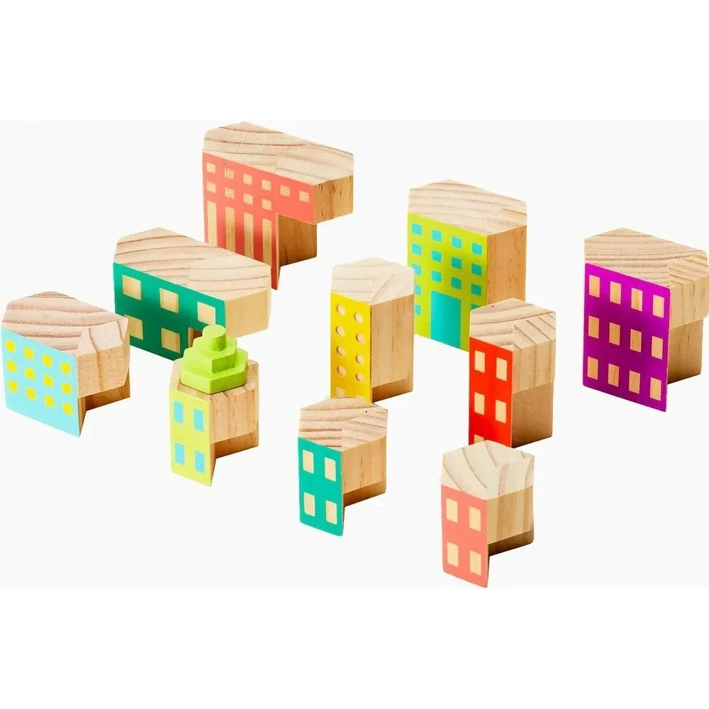 Areaware Blockitecture Deco Architectural Wooden Building Blocks 10pc Set‎ NEW